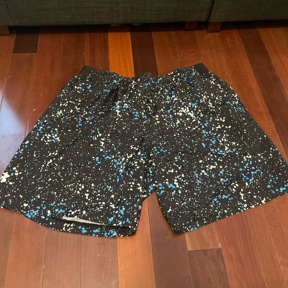 Under Armour Black and Blue Splatter Athletic Shorts
